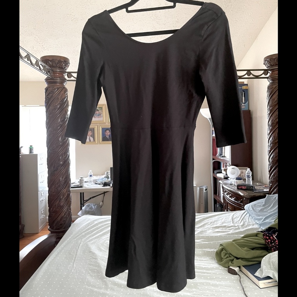 Black Express Skater Dress with 3/4 length sleeves